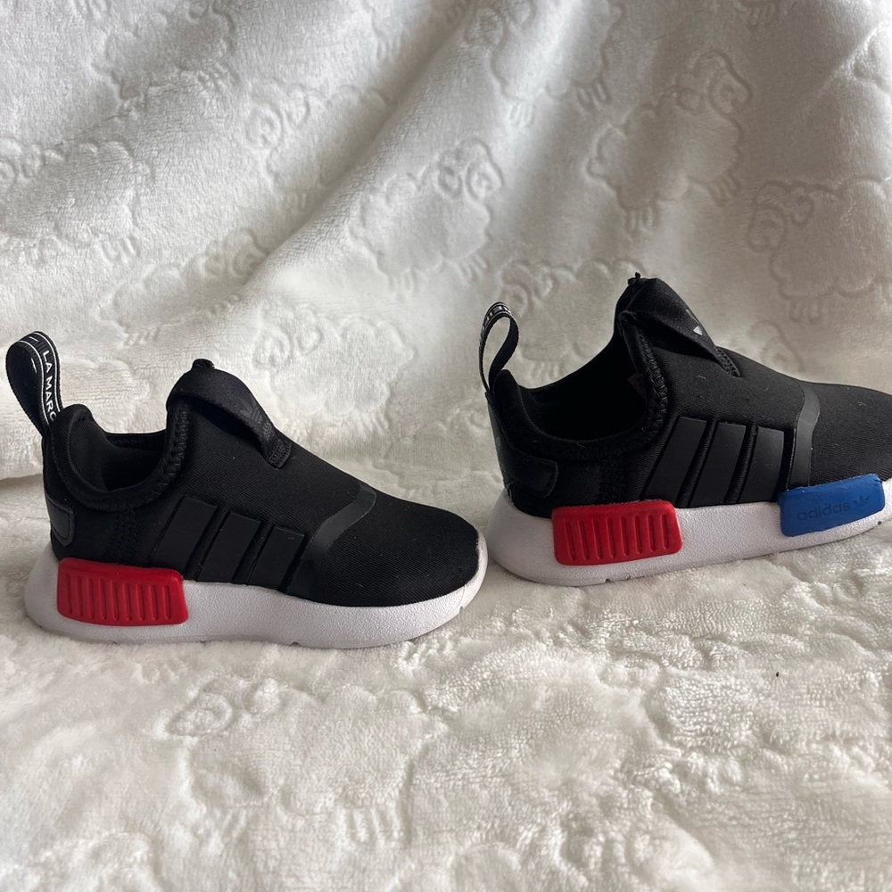 Adidas Kids Black and Red Slip-On Sneakers